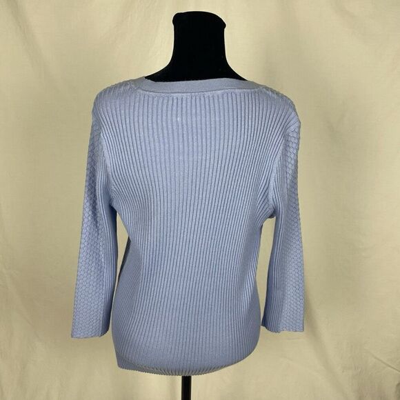 Medeleine Mode Periwinkle Silk Knit Ribbed Sweater - Women’s M/L - Picture 3 of 5